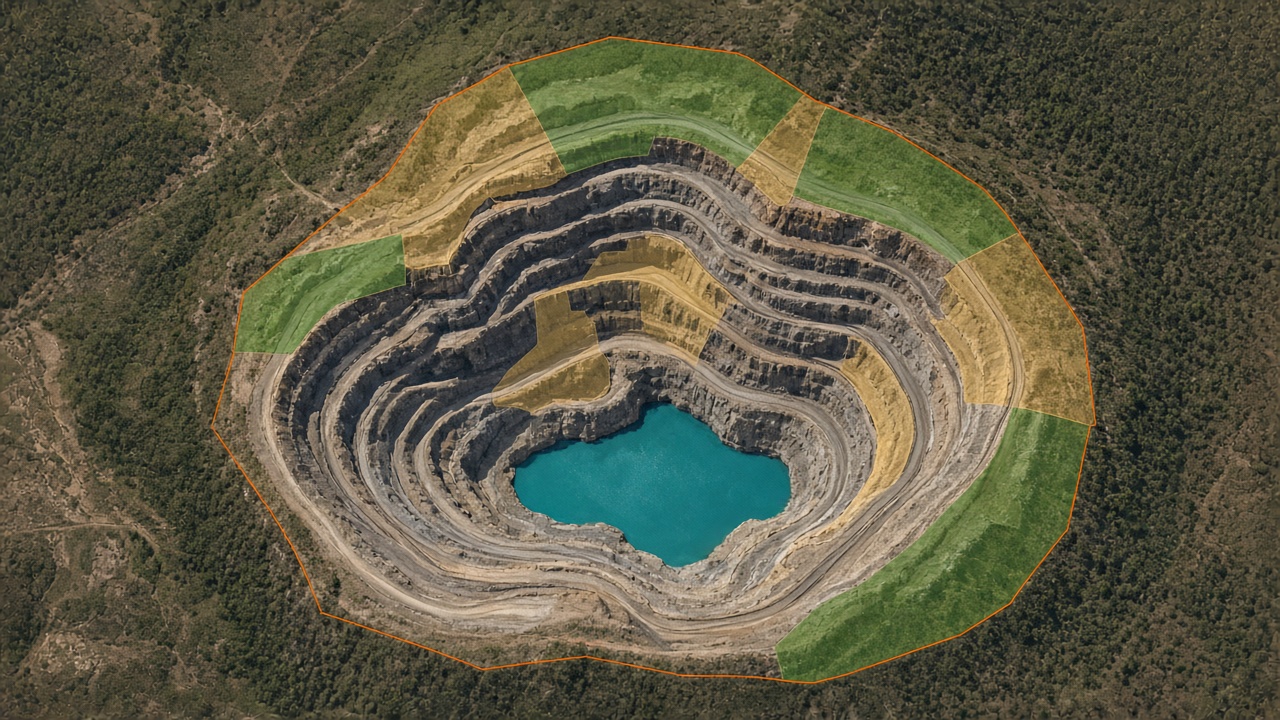 Open-cut mine and surrounding land used for rehabilitation monitoring